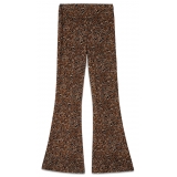 Ottod'Ame - Elasticised Trousers in Abstract Fantasy - Brown - Trousers - Luxury Exclusive Collection