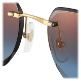 Cartier - Rectangular - Gold Blue Lenses - Signature C de Cartier Collection - Sunglasses - Cartier Eyewear