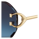 Cartier - Rettangolare - Oro Lenti Blu - Signature C de Cartier Collection - Occhiali da Sole - Cartier Eyewear