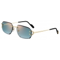 Cartier - Rectangular - Gold Green Lenses - Signature C de Cartier Collection - Sunglasses - Cartier Eyewear