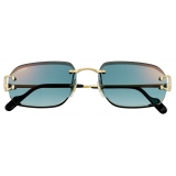 Cartier - Rectangular - Gold Green Lenses - Signature C de Cartier Collection - Sunglasses - Cartier Eyewear