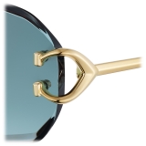 Cartier - Rectangular - Gold Green Lenses - Signature C de Cartier Collection - Sunglasses - Cartier Eyewear