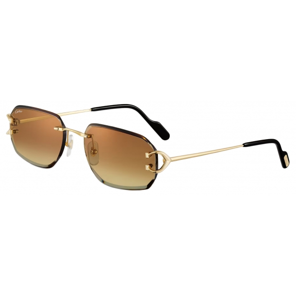 Cartier - Rectangular - Gold Brown Lenses - Signature C de Cartier Collection - Sunglasses - Cartier Eyewear