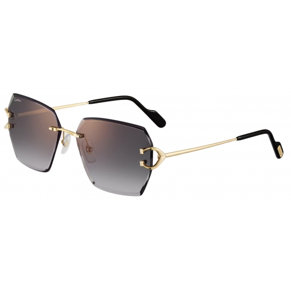 Cartier - Squadrati - Oro Lenti Grigio - Signature C de Cartier Collection - Occhiali da Sole - Cartier Eyewear