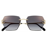 Cartier - Squadrati - Oro Lenti Grigio - Signature C de Cartier Collection - Occhiali da Sole - Cartier Eyewear