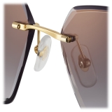 Cartier - Squadrati - Oro Lenti Grigio - Signature C de Cartier Collection - Occhiali da Sole - Cartier Eyewear