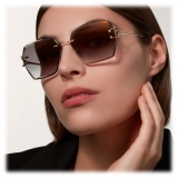 Cartier - Squadrati - Oro Lenti Grigio - Signature C de Cartier Collection - Occhiali da Sole - Cartier Eyewear