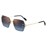 Cartier - Squadrati - Oro Lenti Blu - Signature C de Cartier Collection - Occhiali da Sole - Cartier Eyewear