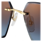 Cartier - Square - Gold Blue Lenses - Signature C de Cartier Collection - Sunglasses - Cartier Eyewear