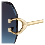 Cartier - Square - Gold Blue Lenses - Signature C de Cartier Collection - Sunglasses - Cartier Eyewear
