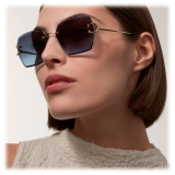 Cartier - Squadrati - Oro Lenti Blu - Signature C de Cartier Collection - Occhiali da Sole - Cartier Eyewear