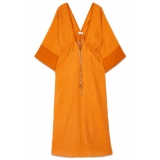 Ottod'Ame - Empire Fit Linen Dress - Orange - Dresses - Luxury Exclusive Collection