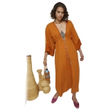 Ottod'Ame - Empire Fit Linen Dress - Orange - Dresses - Luxury Exclusive Collection