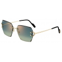 Cartier - Squadrati - Oro Lenti Verde - Signature C de Cartier Collection - Occhiali da Sole - Cartier Eyewear