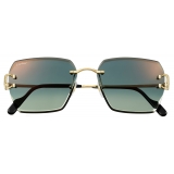 Cartier - Squadrati - Oro Lenti Verde - Signature C de Cartier Collection - Occhiali da Sole - Cartier Eyewear