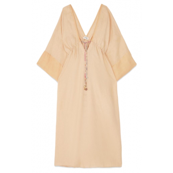 Ottod'Ame - Empire Fit Linen Dress - Nude - Dresses - Luxury Exclusive Collection