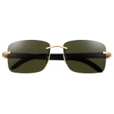 Cartier - Rectangular - White Horn Gold Green Lenses - Signature C de Cartier Collection - Sunglasses - Cartier Eyewear