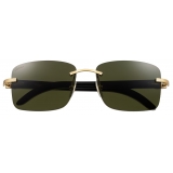 Cartier - Rettangolare - Corno Bianco Oro Lenti Verde - Signature C de Cartier Collection - Occhiali da Sole - Cartier Eyewear