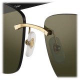 Cartier - Rectangular - White Horn Gold Green Lenses - Signature C de Cartier Collection - Sunglasses - Cartier Eyewear