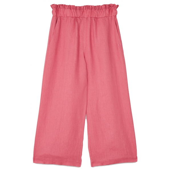 Ottod'Ame - Wide Leg Linen Trousers - Pink - Trousers - Luxury Exclusive Collection
