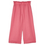 Ottod'Ame - Wide Leg Linen Trousers - Pink - Trousers - Luxury Exclusive Collection
