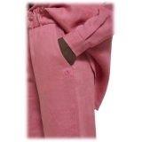 Ottod'Ame - Wide Leg Linen Trousers - Pink - Trousers - Luxury Exclusive Collection