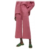 Ottod'Ame - Wide Leg Linen Trousers - Pink - Trousers - Luxury Exclusive Collection