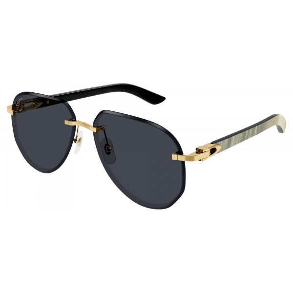 Cartier - Pilot - Gold Black Horn Gray - Signature C de Cartier Collection - Sunglasses - Cartier Eyewear