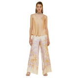 Ottod'Ame - Viscose Floral Fantasy Trousers - Cream - Trousers - Luxury Exclusive Collection