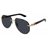 Cartier - Pilot - Black Gold Wood Gray - Signature C de Cartier Collection - Sunglasses - Cartier Eyewear