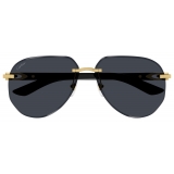 Cartier - Pilot - Black Gold Wood Gray - Signature C de Cartier Collection - Sunglasses - Cartier Eyewear