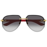 Cartier - Pilot - Rosso Oro Grigio Sfumato - Signature C de Cartier Collection - Occhiali da Sole - Cartier Eyewear