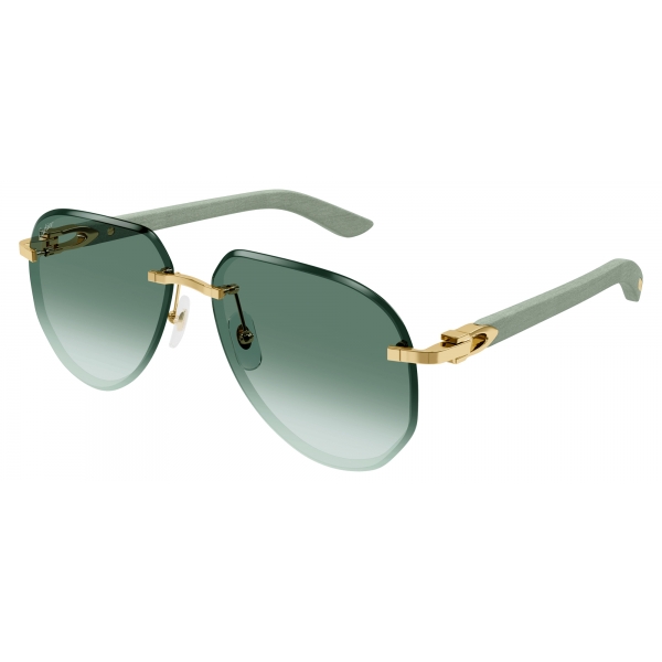 Cartier - Pilot - Gold Green - Signature C de Cartier Collection - Sunglasses - Cartier Eyewear