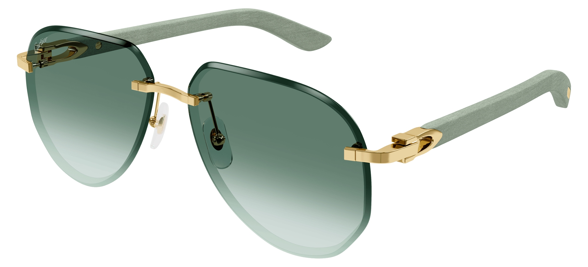 Cartier Pilot Gold Green Signature C de Cartier Collection Sunglasses Cartier Eyewear Avvenice