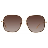 Linda Farrow - Juliana Oversized Sunglasses in Light Gold - LFL1394C1SUN - Linda Farrow Eyewear