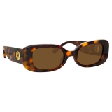 Linda Farrow - Lola Rectangular Sunglasses in Tortoiseshell - LFL1117C2SUN - Linda Farrow Eyewear