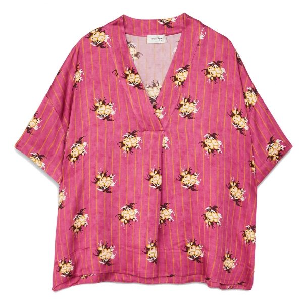 Ottod'Ame - Casacca Oversized in Fantasia Floreale - Rosa - Camicia - Luxury Exclusive Collection