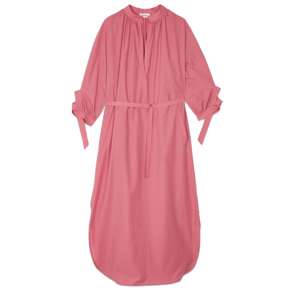 Ottod'Ame - Long Cotton Dress with Korean Neck - Pink - Dresses - Luxury Exclusive Collection