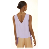 Ottod'Ame - Fringed Soft Tank Top Blouse - Lilac - Shirt - Luxury Exclusive Collection