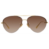 Linda Farrow - Men's Edano Aviator Sunglasses in Yellow Gold - LFL1444C1SUN - Linda Farrow Eyewear