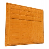 Avvenice - Crocodile Credit Card Holder - Orange - Handmade in Italy - Exclusive Luxury Collection