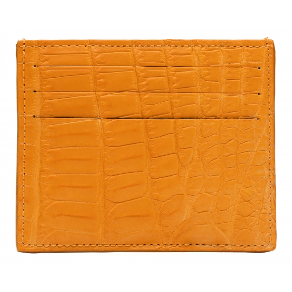 Avvenice - Crocodile Credit Card Holder - Orange - Handmade in Italy - Exclusive Luxury Collection