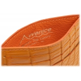 Avvenice - Crocodile Credit Card Holder - Orange - Handmade in Italy - Exclusive Luxury Collection