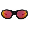 Giorgio Armani - Occhiali da Sole Uomo Forma Ovale - Nero Opaco Viola Rosso - Occhiali da Sole - Giorgio Armani Eyewear