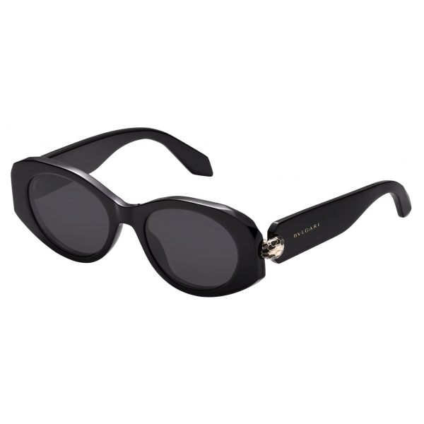 Bulgari - Serpenti - Oval Acetate Sunglasses - Black - Serpenti Collection - Sunglasses - Bulgari Eyewear