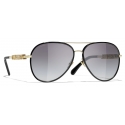 Chanel - Occhiali da Sole Pilota - Oro Nero Grigio Sfumato - Chanel Eyewear