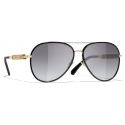 Chanel - Pilot Sunglasses - Gold Black Gray Gradient - Chanel Eyewear