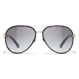 Chanel - Pilot Sunglasses - Gold Black Gray Gradient - Chanel Eyewear