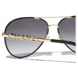 Chanel - Occhiali da Sole Pilota - Oro Nero Grigio Sfumato - Chanel Eyewear