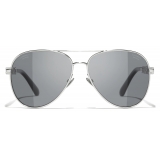 Chanel - Pilot Sunglasses - Silver Dark Grey - Chanel Eyewear